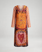 Damen Midikleid Ethno Print