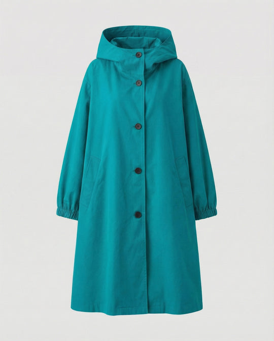 R&B | stilvolle lange Damenjacke mit Kapuze