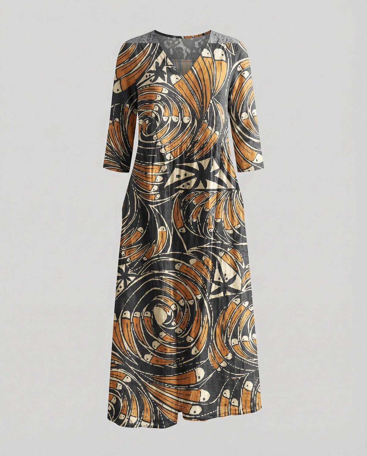 A-Linie Maxikleid Damen Mit Taschen