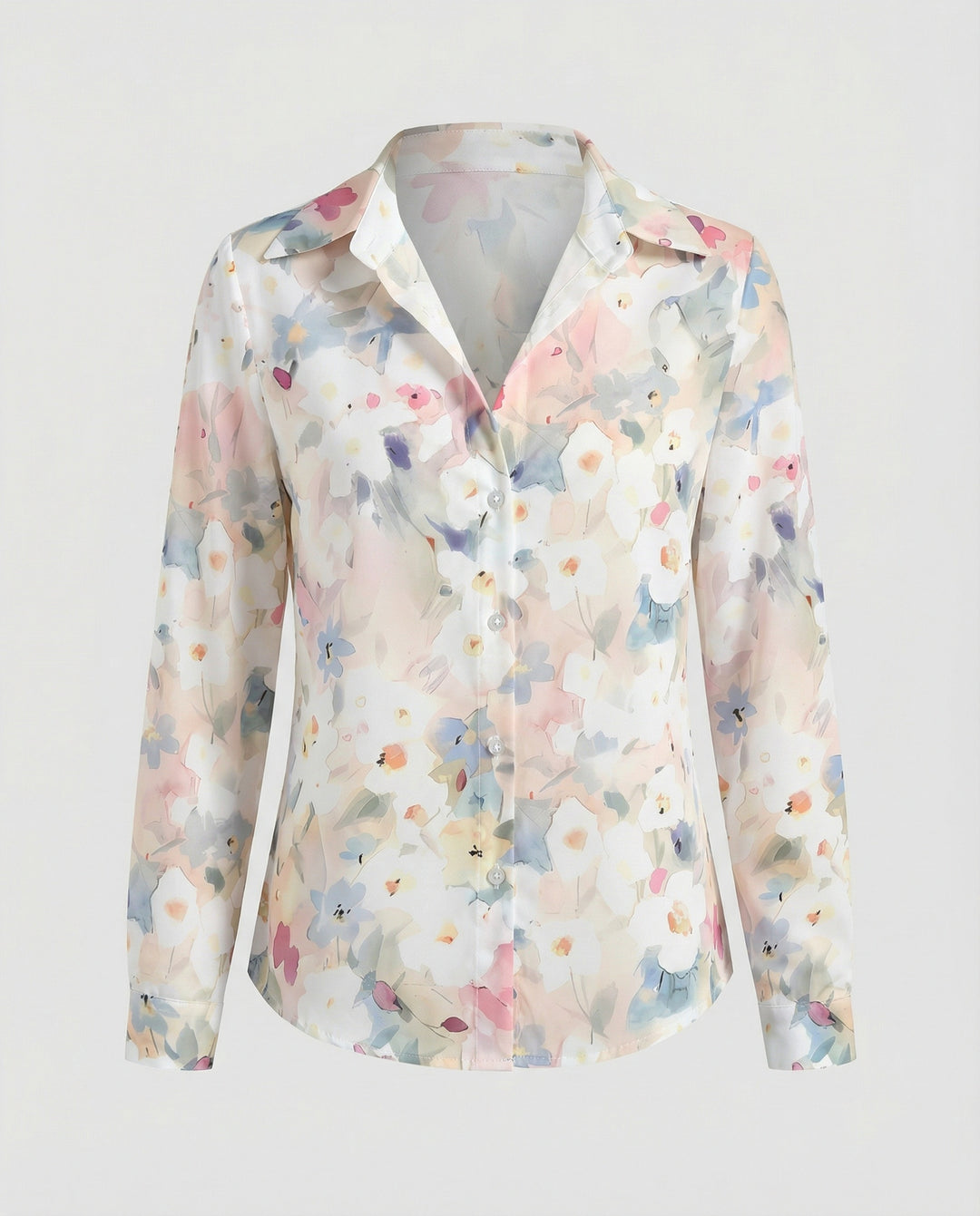 Hemdbluse Seidenoptik Damen Floral