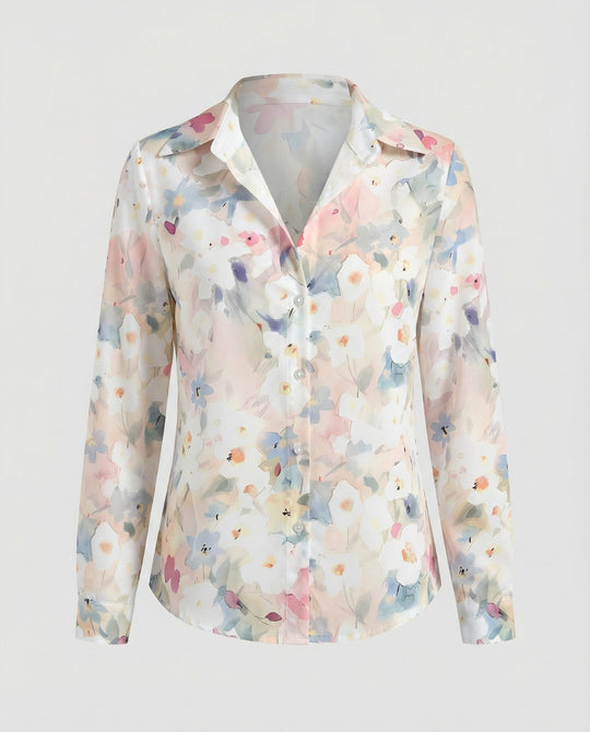 Hemdbluse Seidenoptik Damen Floral