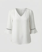 Damen Blusentop Damen V-Ausschnitt Crêpe