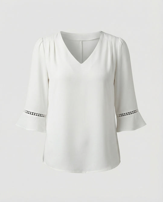 Damen Blusentop Damen V-Ausschnitt Crêpe