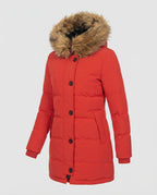 R&B | Slim-Fit Winterparka mit Kunstfellkapuze