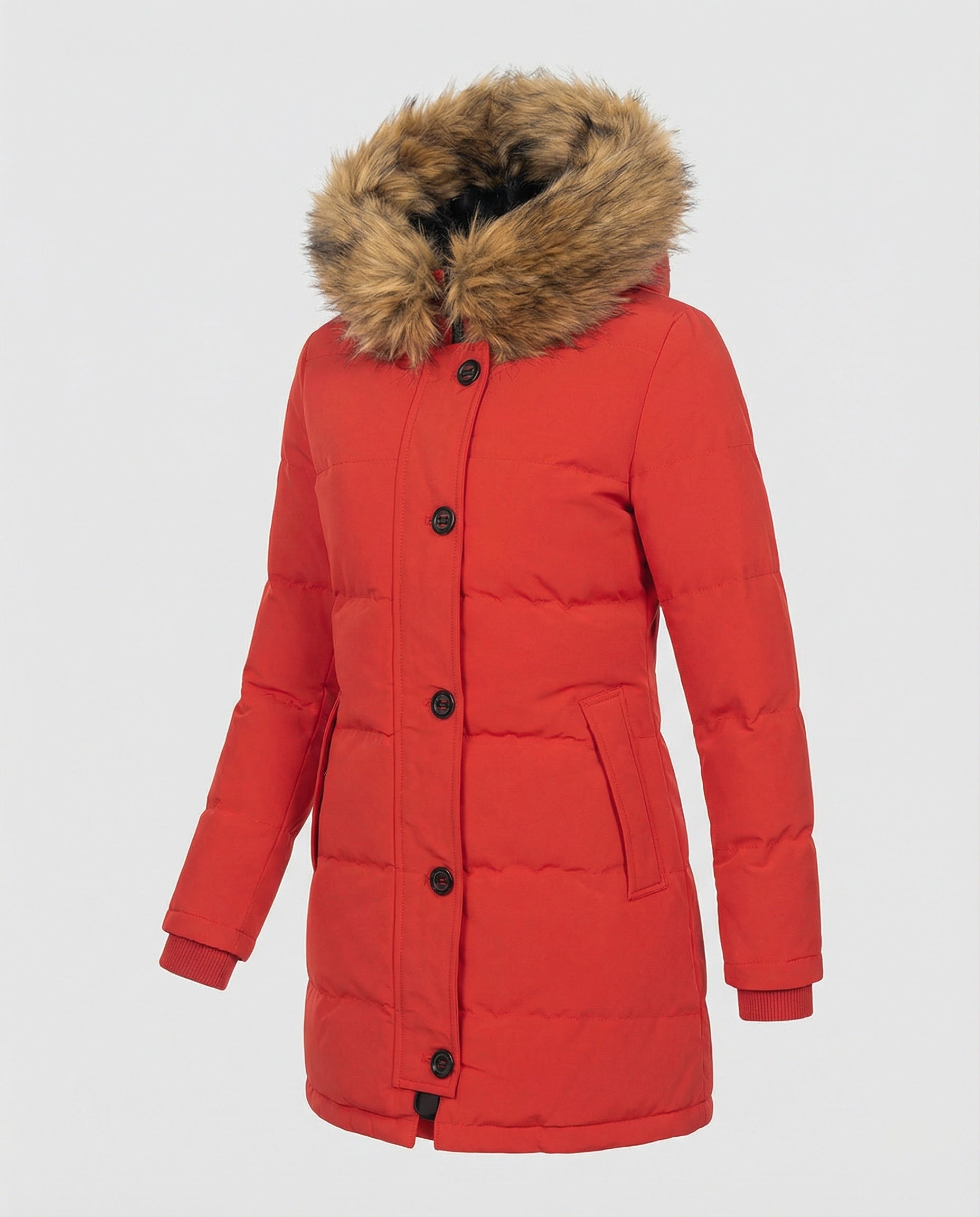 R&B | Slim-Fit Winterparka mit Kunstfellkapuze