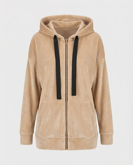 Freizeitkleidung Damen Velours Kapuzenjacke
