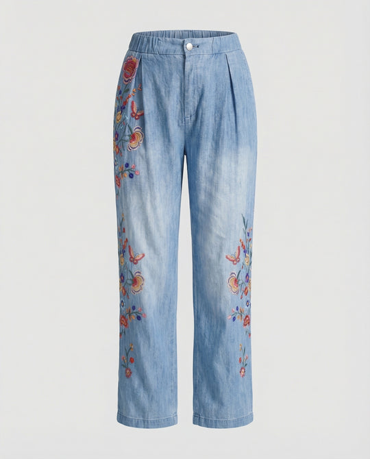 R&B | Floral Print Lockere Jeanshose für Frauen