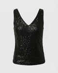 Damen Glitzerndes Oberteil mit V-Ausschnitt und funkelndem Paillettenbesatz R&B