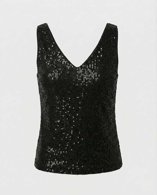 Damen Glitzerndes Oberteil mit V-Ausschnitt und funkelndem Paillettenbesatz R&B