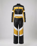 Damen Lederjacke Schwarz Set