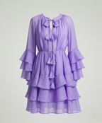 Freizeitkleid Damen Chiffon Volantkleid