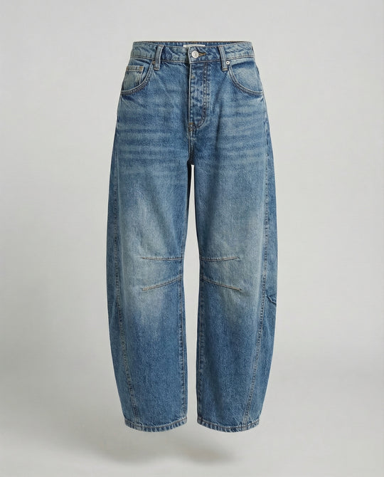 R&B | Damen Trendy Weite-Bein Hose Denim
