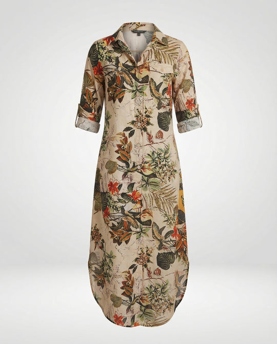Freizeitkleid Damen Hemdblusenkleid Schlitz