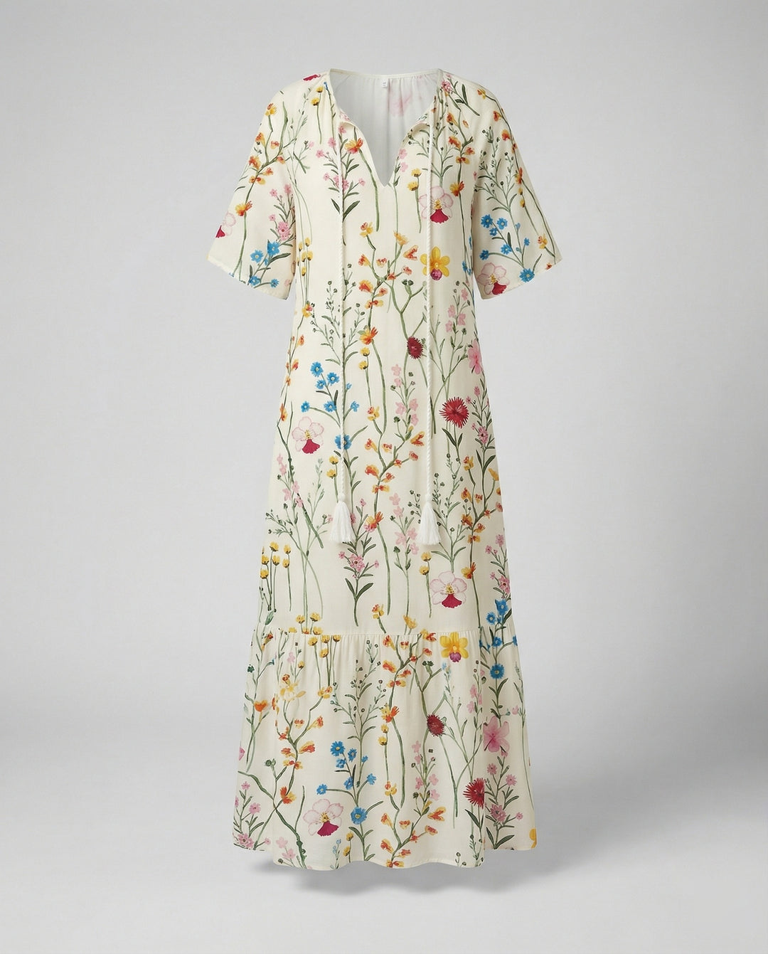 Boho Maxikleid Damen Kordelzug