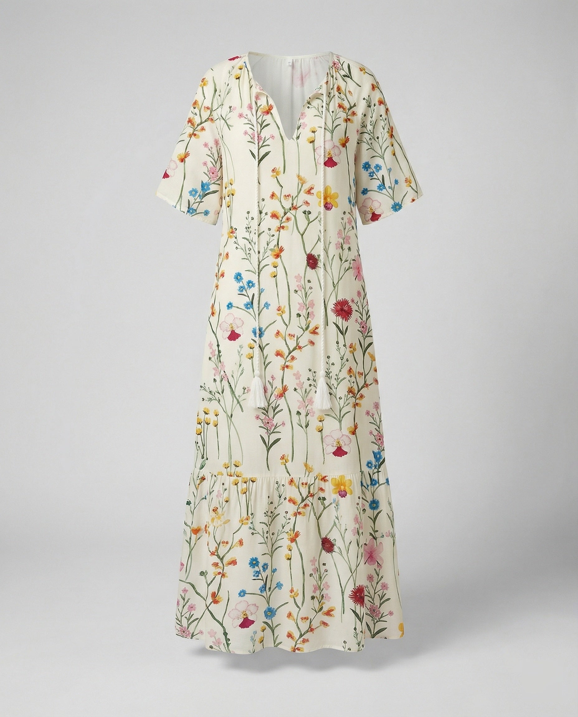Boho Maxikleid Damen Kordelzug