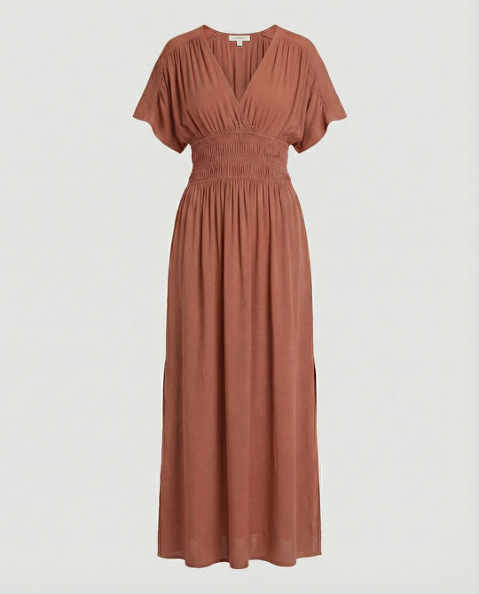 Damen Maxikleid Sommer V-Ausschnitt Schlitz