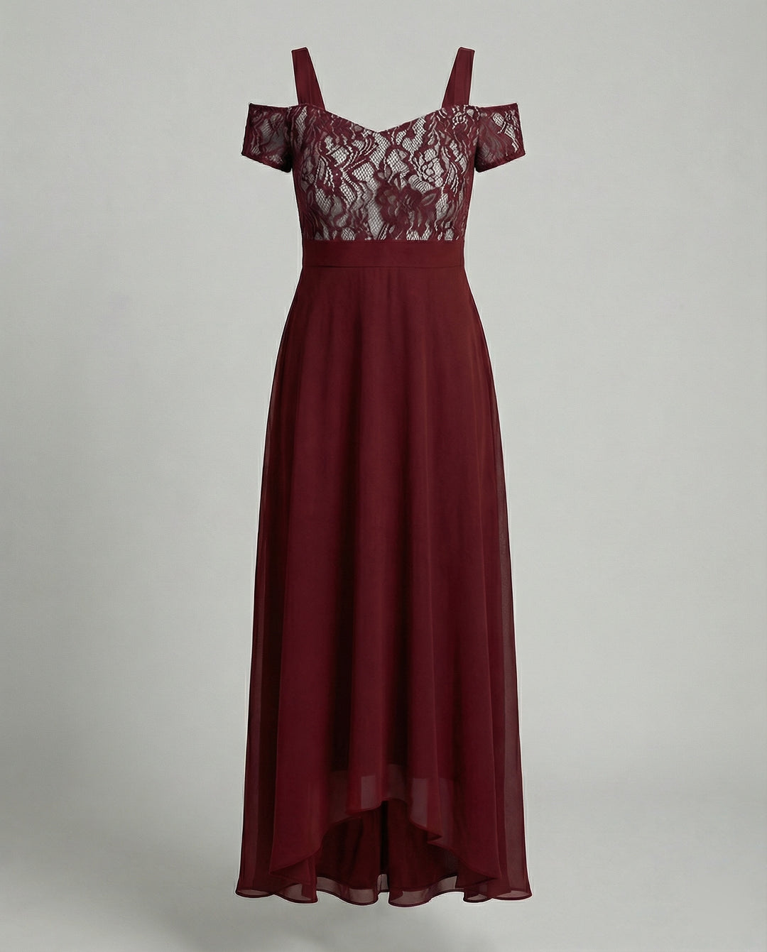 Damen Abendkleid Spitze Chiffon lang