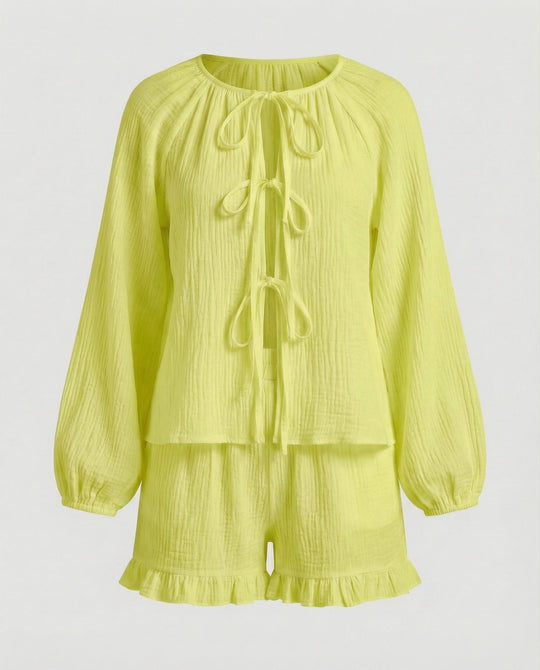 Damen Zweiteiler Set Musselin Sommer