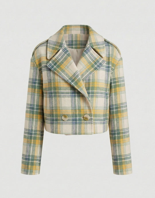 Damen Karierte Kurzjacke im Vintage-Stil