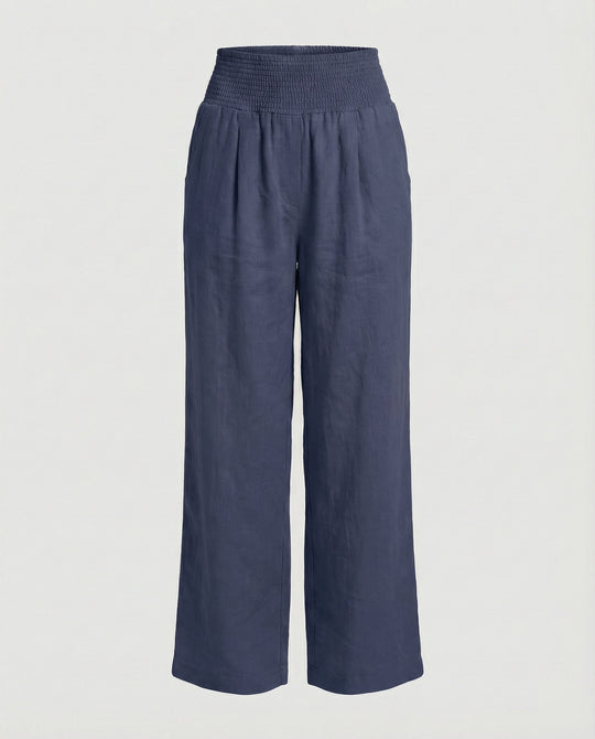 Damen Luftige Leinenhose mit elastischem Bund und Weitschnitt R&B