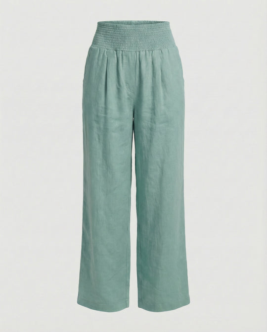 Damen Luftige Leinenhose mit elastischem Bund und Weitschnitt R&B