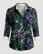 Leinenoptik Bluse Damen Floral