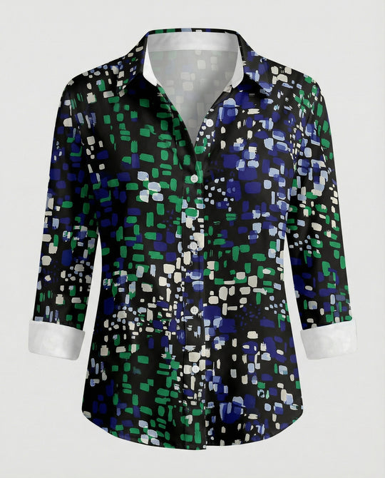 Leinenoptik Bluse Damen Floral
