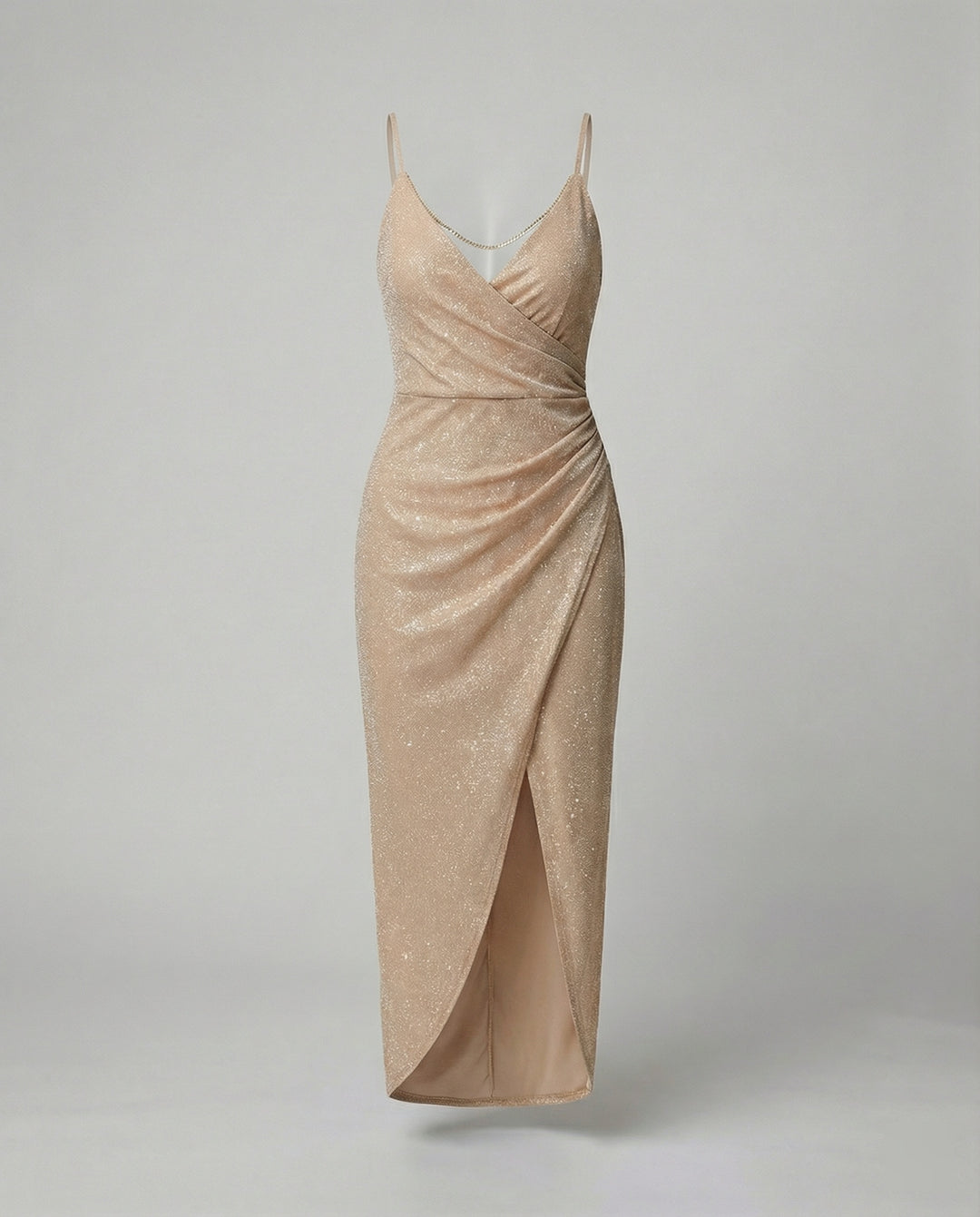 Damen Glamouröses Wickelkleid mit glitzender Oberfläche und hoch geschlitzt R&B