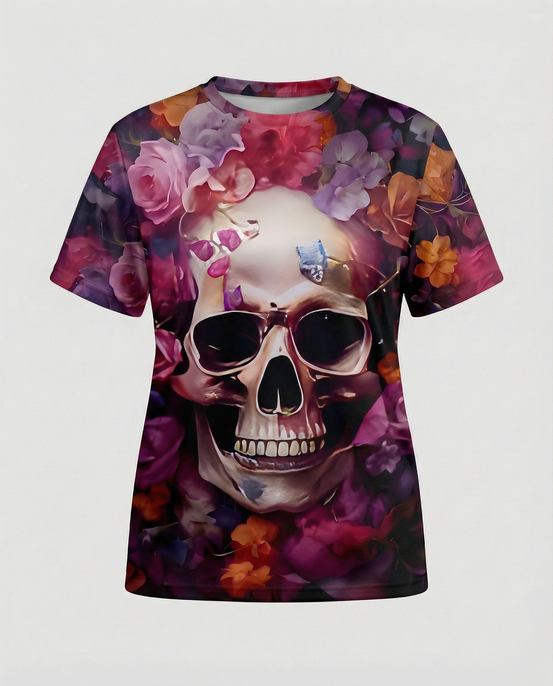 Kurzarmshirt Totenkopf Print Damen