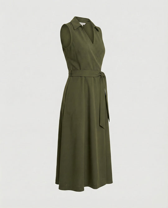 Damen Wickelkleid Freizeitkleid mit Gürtel