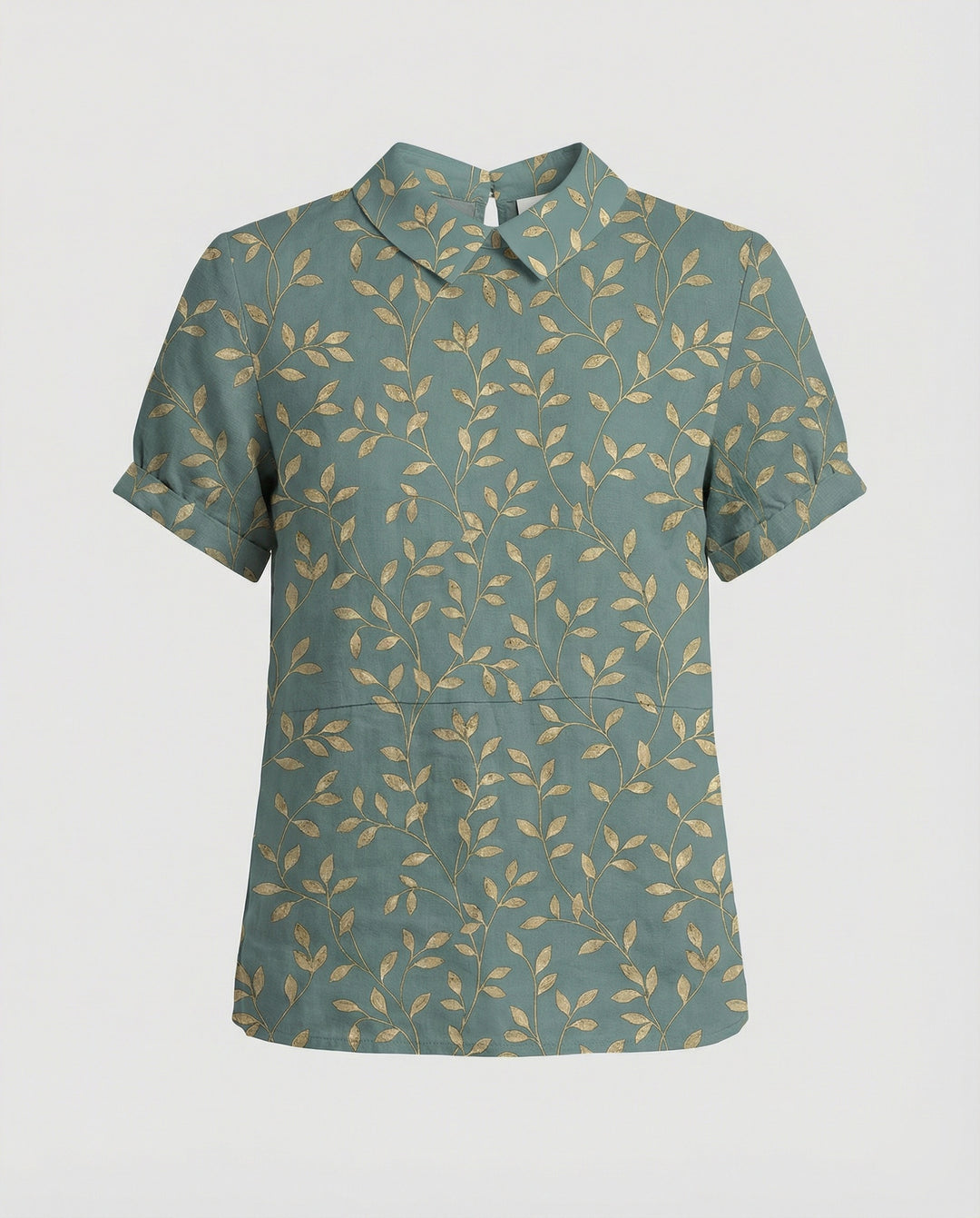Damen Bluse Leinen Peter Pan Kragen