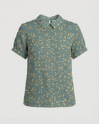 Damen Bluse Leinen Peter Pan Kragen