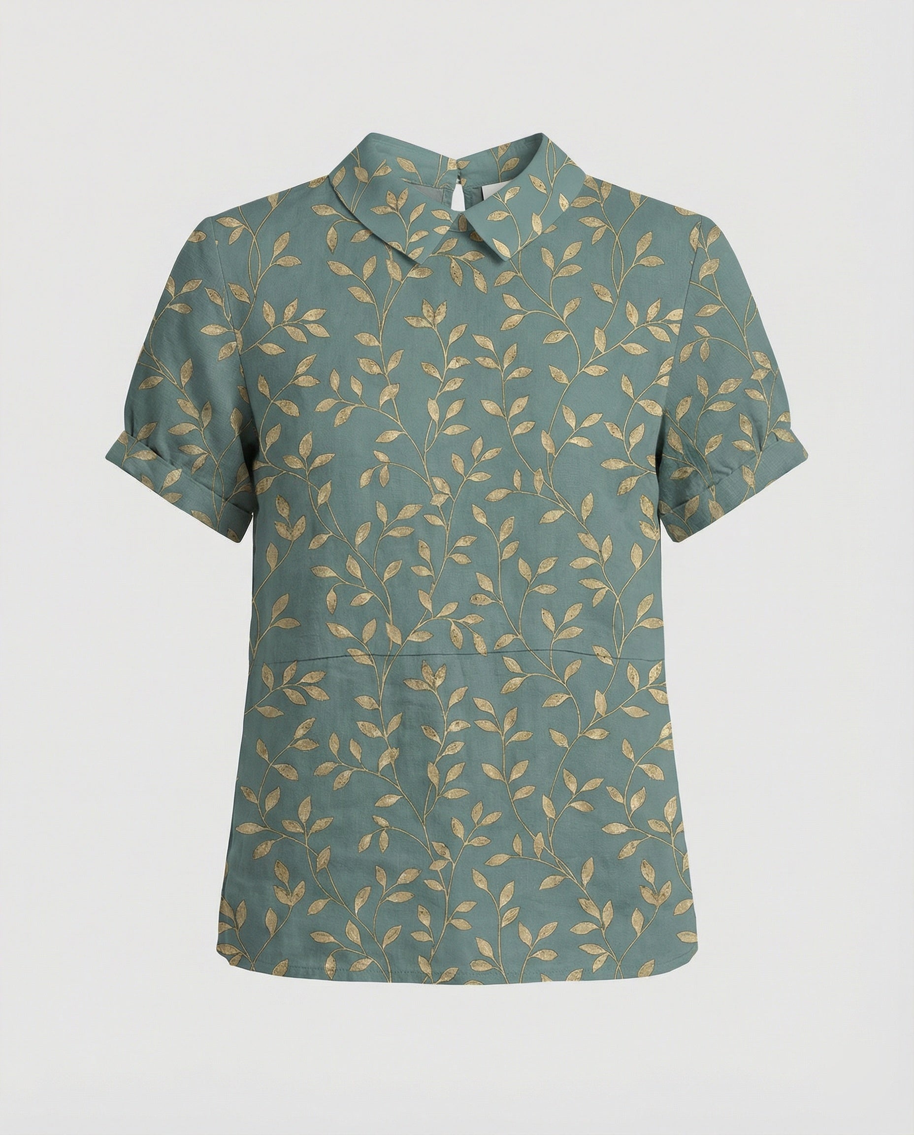 Damen Bluse Leinen Peter Pan Kragen