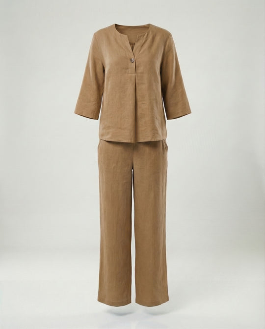 Damen leichte Leinenbluse mit Knopfdetails