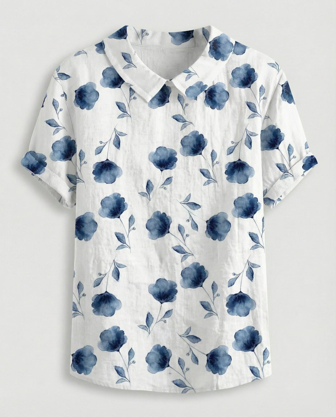 Damen Bluse Leinen Peter Pan Kragen