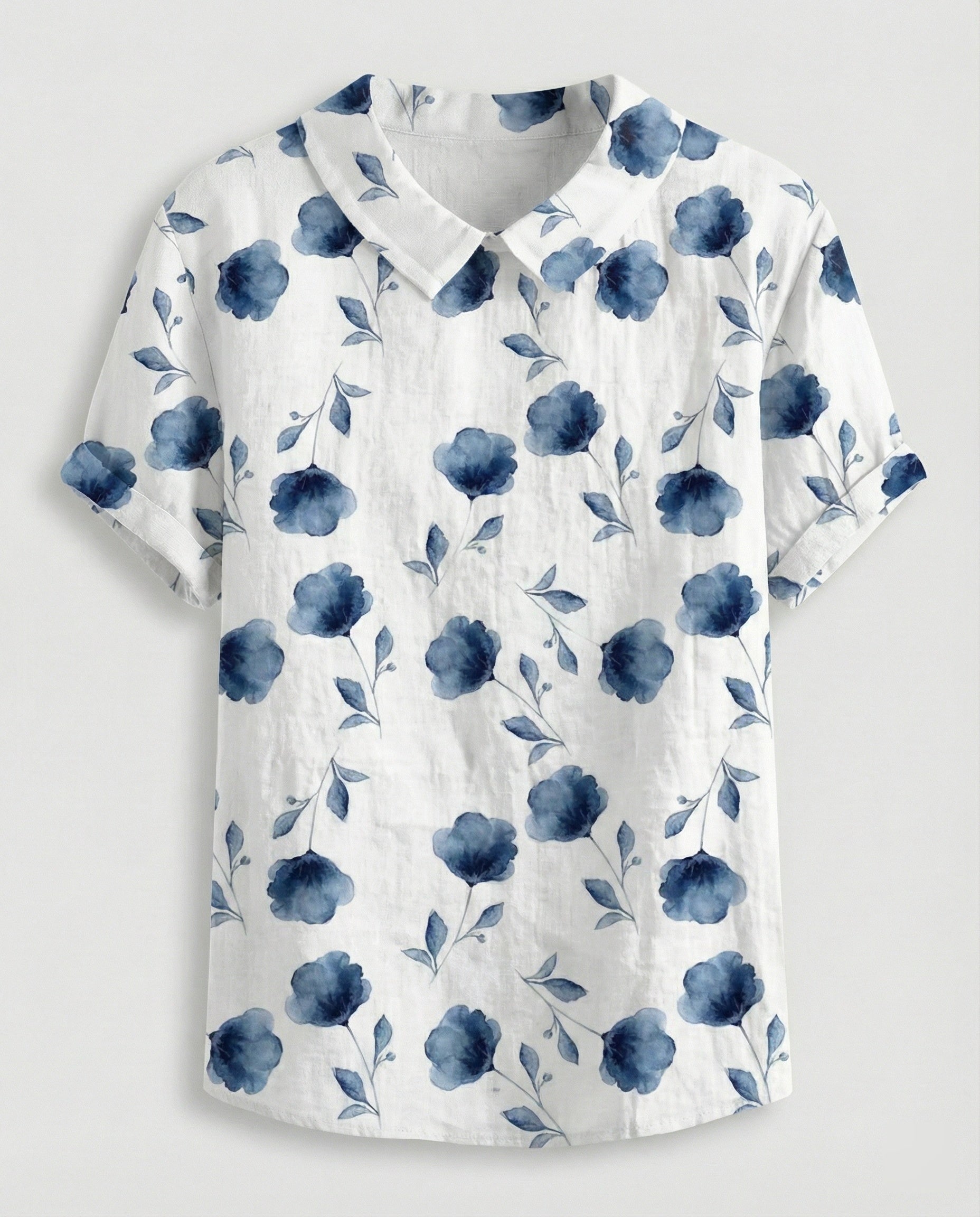Damen Bluse Leinen Peter Pan Kragen