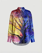 Leichte Hemdbluse Damen Aquarell Blumen