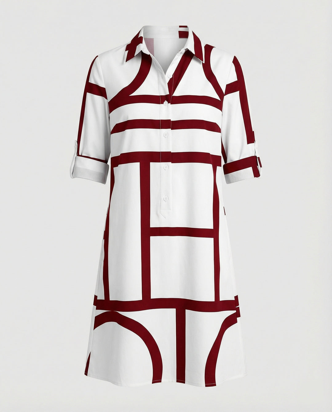 Damen Hemdblusenkleid Baumwolle Freizeit