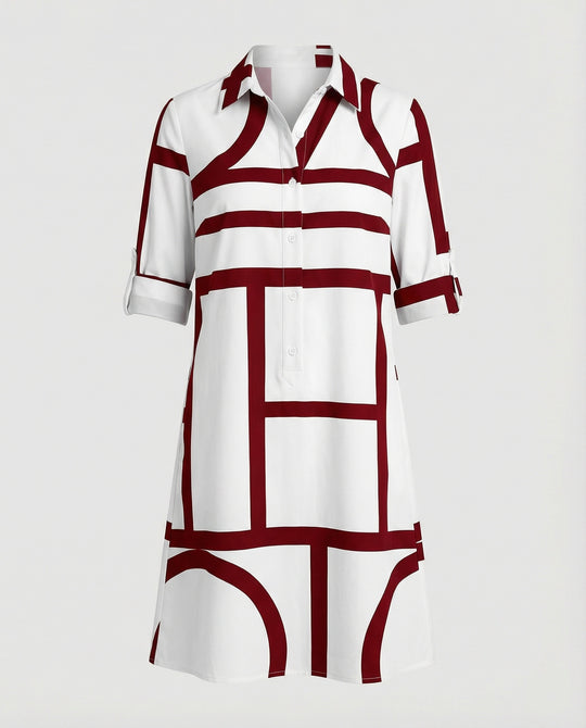 Damen Hemdblusenkleid Baumwolle Freizeit