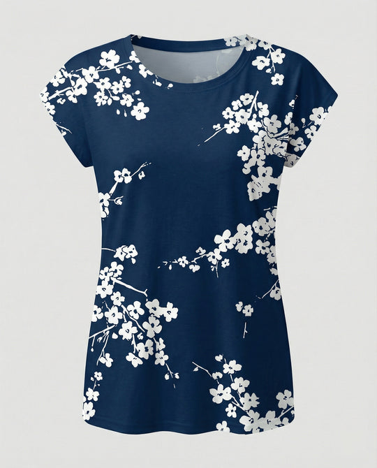 Aquarell Sommerbluse Damen Asymmetrisch