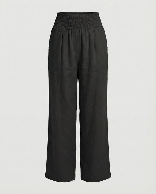 Damen Luftige Leinenhose mit elastischem Bund und Weitschnitt R&B