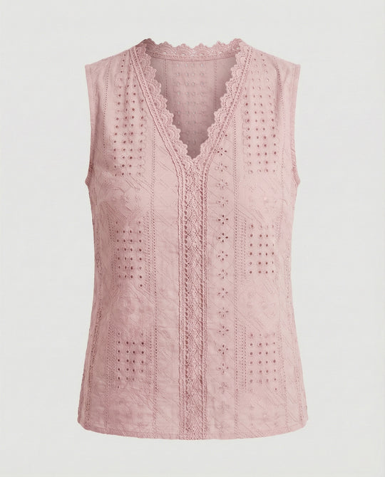 Damen Baumwolltop mit Lochstickerei R&B