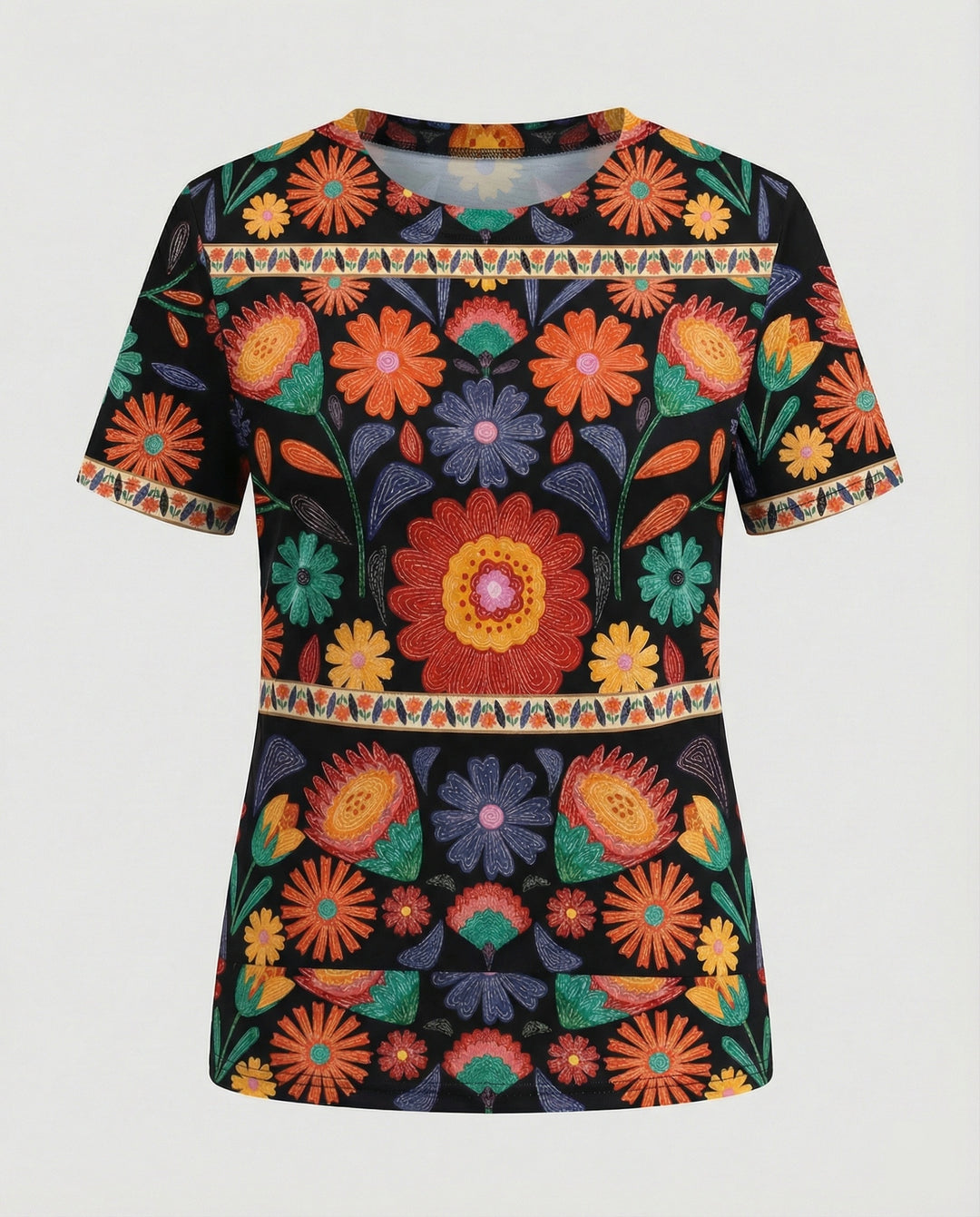 Kurzarmshirt Damen Mit Blumenprint