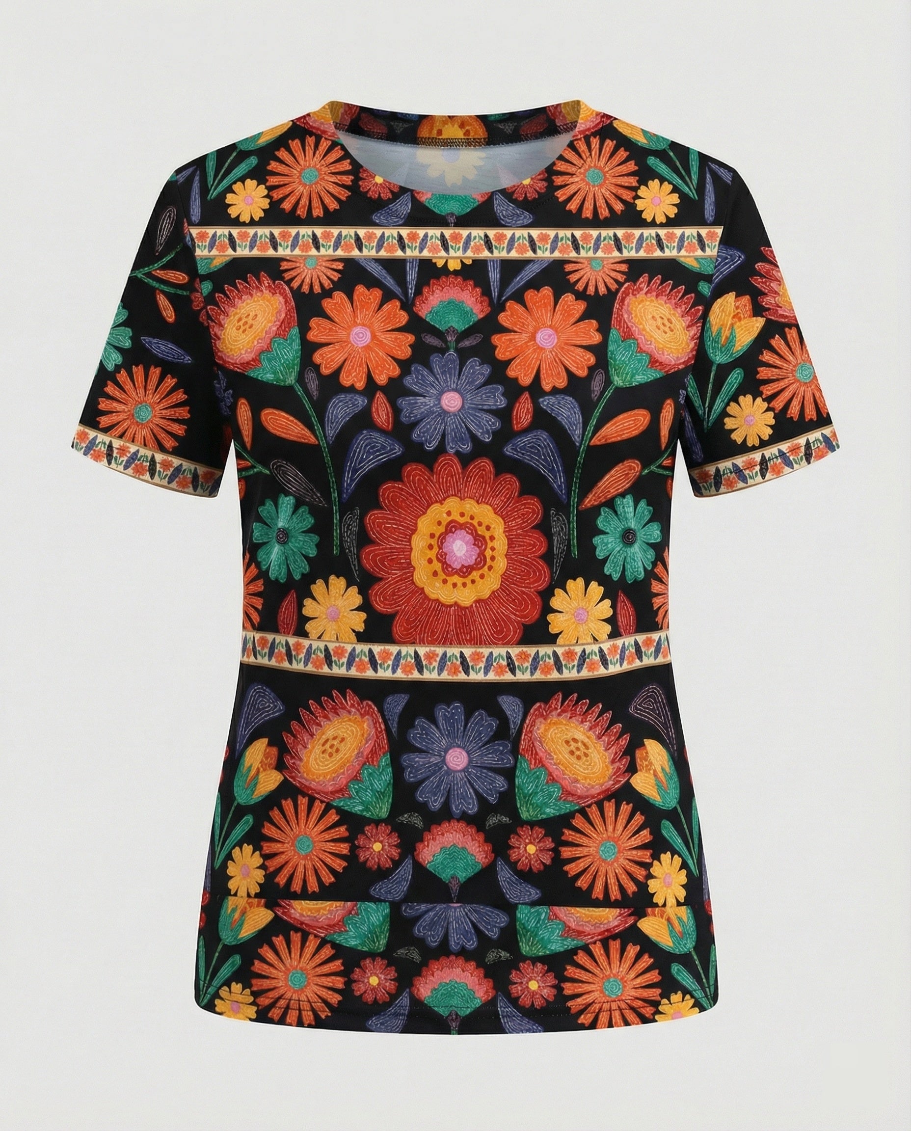 Kurzarmshirt Damen Mit Blumenprint