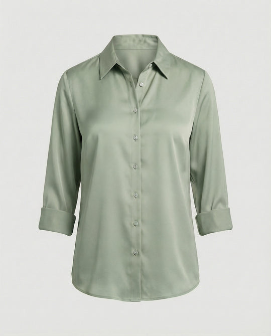 Damen elegante Baumwollbluse mit Stehkragen