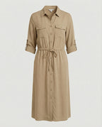 Damen Hemdblusenkleid mit Kordelzug
