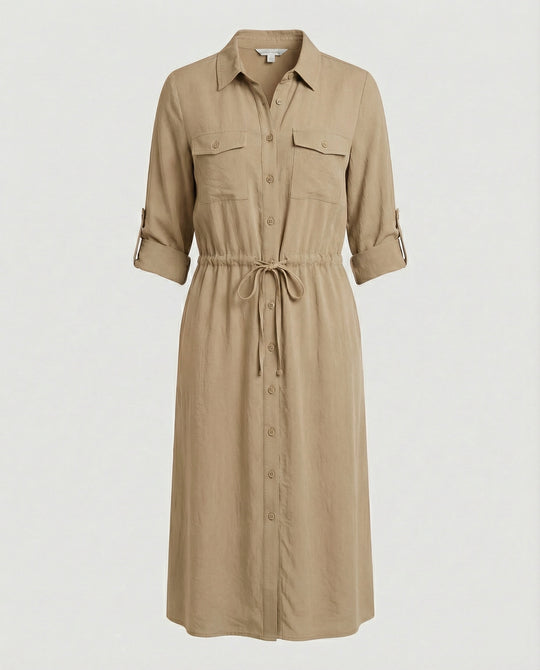 Damen Hemdblusenkleid mit Kordelzug