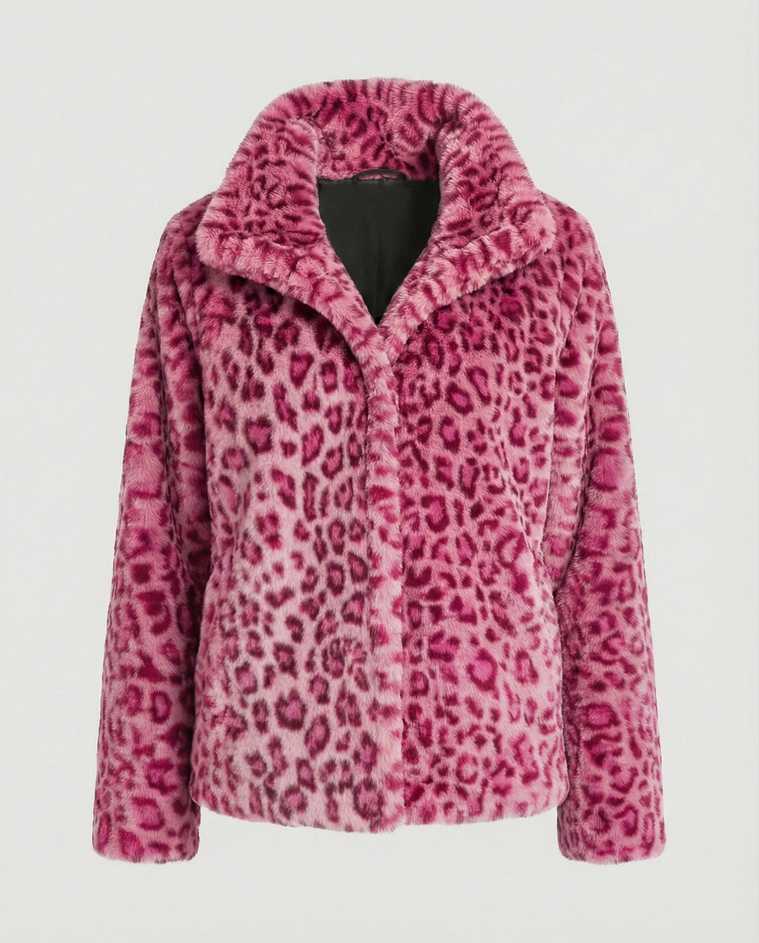 R&B | Mantel - Kunstpelz - Oversized Fit - Reverskragen - Leopardenprint