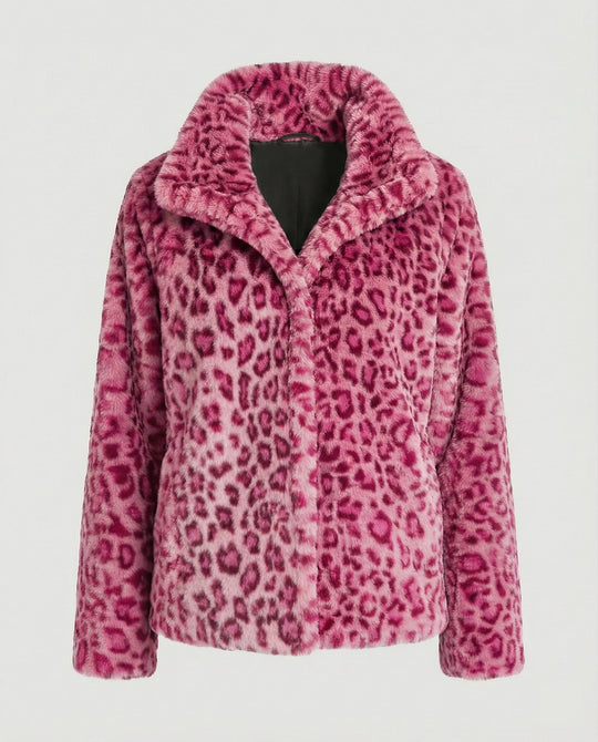 R&B | Mantel - Kunstpelz - Oversized Fit - Reverskragen - Leopardenprint