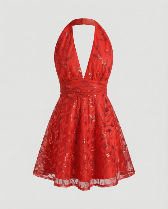 Damen Abendkleid kurz mit Glitzer